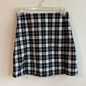 Black and white plaid mini skirt